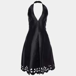 Pre Owned Celine Vintage Black Silk Halter Dress & Jacket Set L/XL