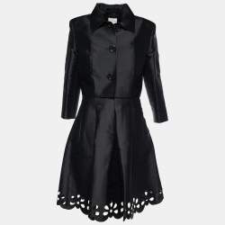 Pre Owned Celine Vintage Black Silk Halter Dress & Jacket Set L/XL