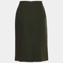 Celine Vintage Green Crepe Wool Pencil Skirt M