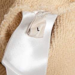 Pre Owned Celine Cream Cotton Logo Printed Long Sleeve Hoodie L