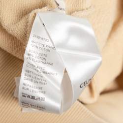 Pre Owned Celine Cream Cotton Logo Printed Long Sleeve Hoodie L