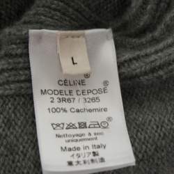 Pre Owned Celine Grey Cashmere Round Neck Long Sleeve Sweater M