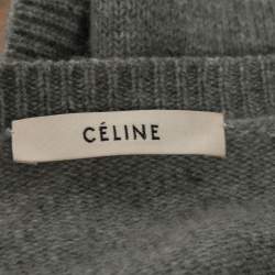 Pre Owned Celine Grey Cashmere Round Neck Long Sleeve Sweater M