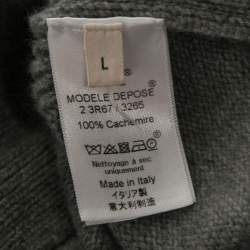 Pre Owned Celine Grey Cashmere Round Neck Long Sleeve Sweater M