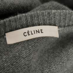 Pre Owned Celine Grey Cashmere Round Neck Long Sleeve Sweater M