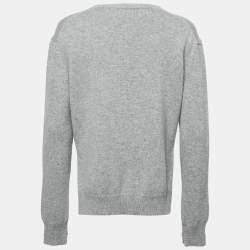 Pre Owned Celine Grey Cashmere Round Neck Long Sleeve Sweater M