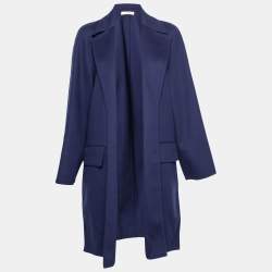 Celine Blue Wool Open Front Coat M