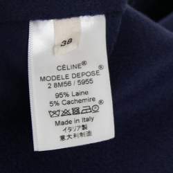 Celine Blue Wool Open Front Coat M