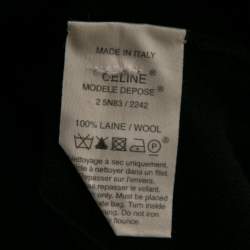 Pre Owned Celine Grey Wool Ruffled Asymmetric Neckline Detail Button Front Cardigan M