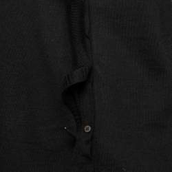 Pre Owned Celine Grey Wool Ruffled Asymmetric Neckline Detail Button Front Cardigan M