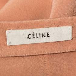 Pre Owned Celine Light Orange Silk Pleated Skirt L