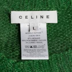 Pre Owned Celine Green Wool V-Neck Sweater L