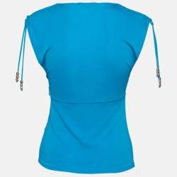 مملوكة مسبقًا توب سيلين جيرسيه أزرق رقبة حرف ڨي مقاس متوسط (ميديوم)