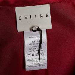Celine Wine Red Satin Belted Mid Length Coat M