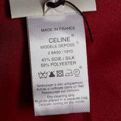 Celine Wine Red Satin Belted Mid Length Coat M