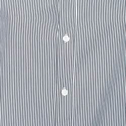 Pre Owned Celine Black & White Striped Cotton Frilled Collar Shirt M