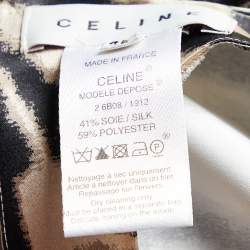 Pre Owned Céline Monochrome Animal Print Satin Sheath Dress L