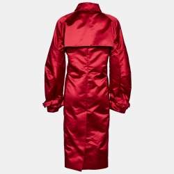 Celine Red Satin Mid Length Coat L