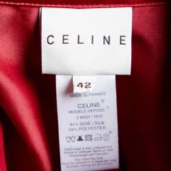 Celine Red Satin Mid Length Coat L