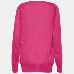 Pre Owned Celine Pink Knit Detachable Sleeve Detail Jumper L