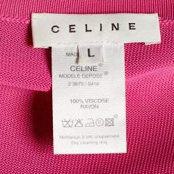 Pre Owned Celine Pink Knit Detachable Sleeve Detail Jumper L