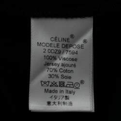 Pre Owned Celine Black Satin Lace Insert Long-Sleeve Shirt L   