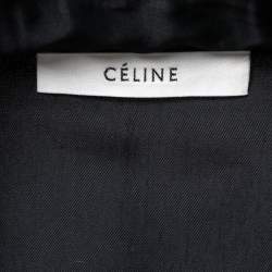 Pre Owned Celine Black Satin Lace Insert Long-Sleeve Shirt L   