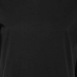 Pre Owned Celine Black Cotton Leather Trimmed Overlay Paneled Short Sleeve T-Shirt XS