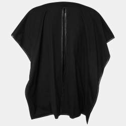 Pre Owned Celine Black Cotton Leather Trimmed Overlay Paneled Short Sleeve T-Shirt XS