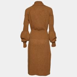 Pre Owned Celine Brown Camel Sweater Midi Dress M