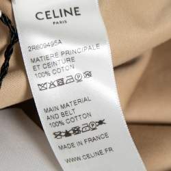 Pre Owned Celine Beige Gabardine Belted Midi Dress M