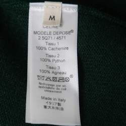 Pre Owned Celine Green Cashmere Python & Leather Pocket Detail Cardigan M