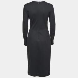 Pre Owned Celine Black Jersey Long Sleeves Midi Dress M