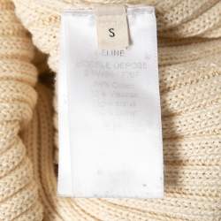Pre Owned Celine Cream Ribbed Knit Long Bodycon Dress S