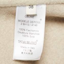 Celine Beige Cashmere Open Front Long Coat M