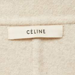 Celine Beige Cashmere Open Front Long Coat M