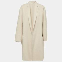 Celine Beige Cashmere Open Front Long Coat M