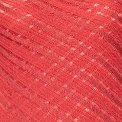 Pre Owned Celine Red Perforated Knit Maxi Dress M