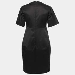 Pre Owned Celine Black Cotton Plunge Neck Midi Dress S