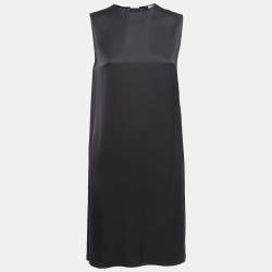 Pre Owned Celine Black Silk Satin Sleeveless Low Back Midi Dress S