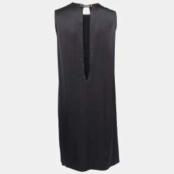 Pre Owned Celine Black Silk Satin Sleeveless Low Back Midi Dress S