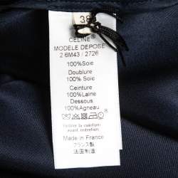 مملوكة مسبقًا Celine Blue Silk Neck Tie Detail Long Sleeve Midi Dress S