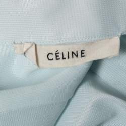 Pre Owned Celine Light Blue Synthetic Button Front Full Sleeve Shirt M
