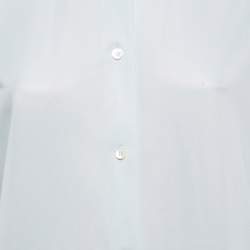 Pre Owned Celine Light Blue Synthetic Button Front Full Sleeve Shirt M