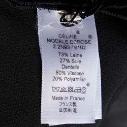 Celine Black Wool Lace Hem Midi Skirt S