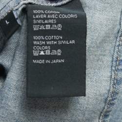 Pre Owned Celine Blue Washed Denim Button Front Full Sleeve Cropped Shirt L