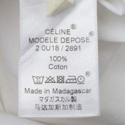 Celine White Cotton Contrast Detail Button Front Shirt S