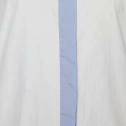 Celine White Cotton Contrast Detail Button Front Shirt S