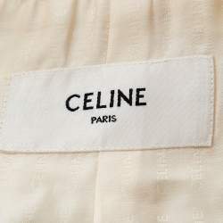 Pre Owned Celine Cream Boucle Tweed Open Front Cropped Jacket M