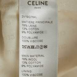 Pre Owned Celine Cream Boucle Tweed Open Front Cropped Jacket M